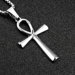 Ankh Egyptian Necklace African American Black Silver Birthday Anniversary Gift